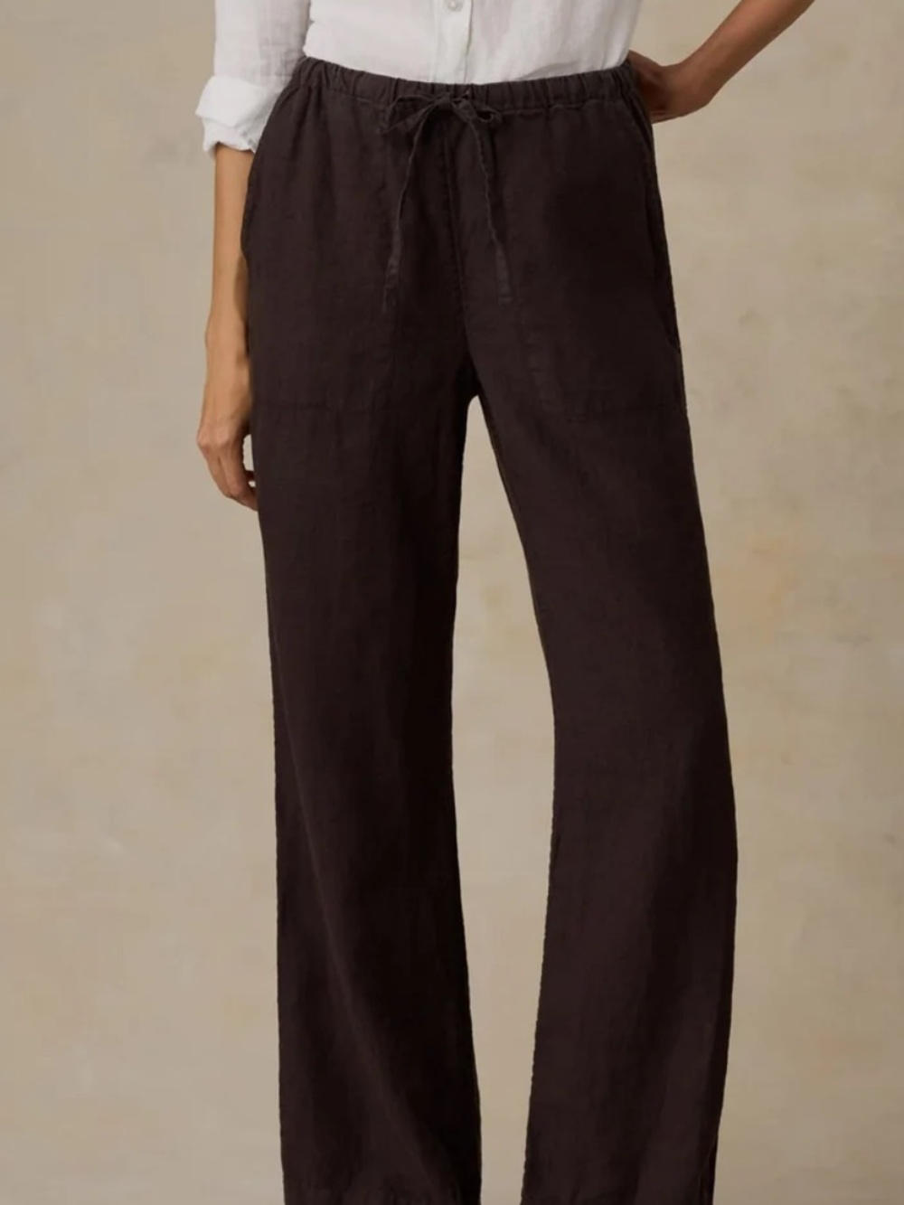 Faherty Womens Laidback Linen Pant Brown Medium NWT